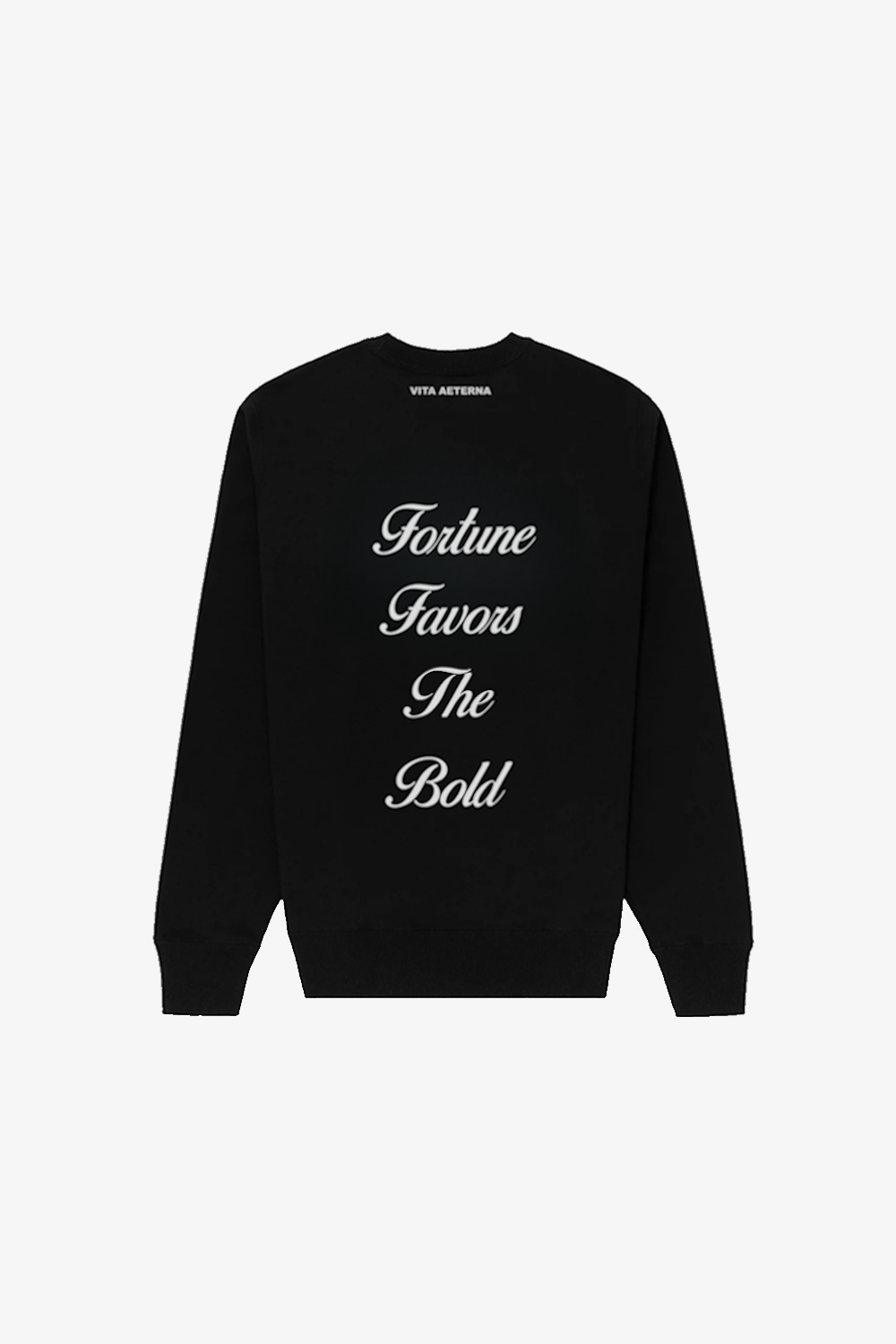 Black Vita Aeterna Fortune Favors The Bold crewneck backside