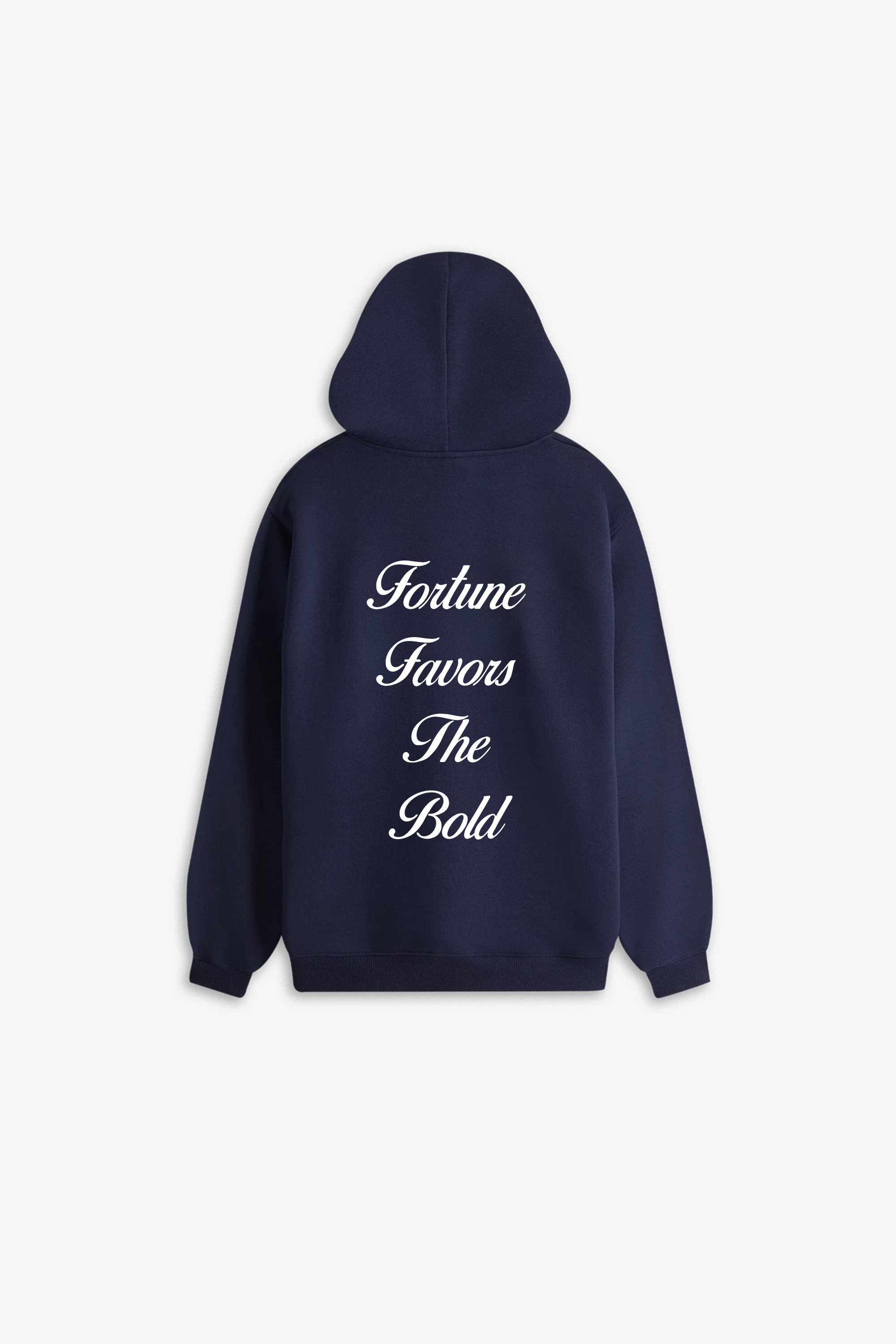 Navy Vita Aeterna Fortune Favors The Bold Hoodie backside