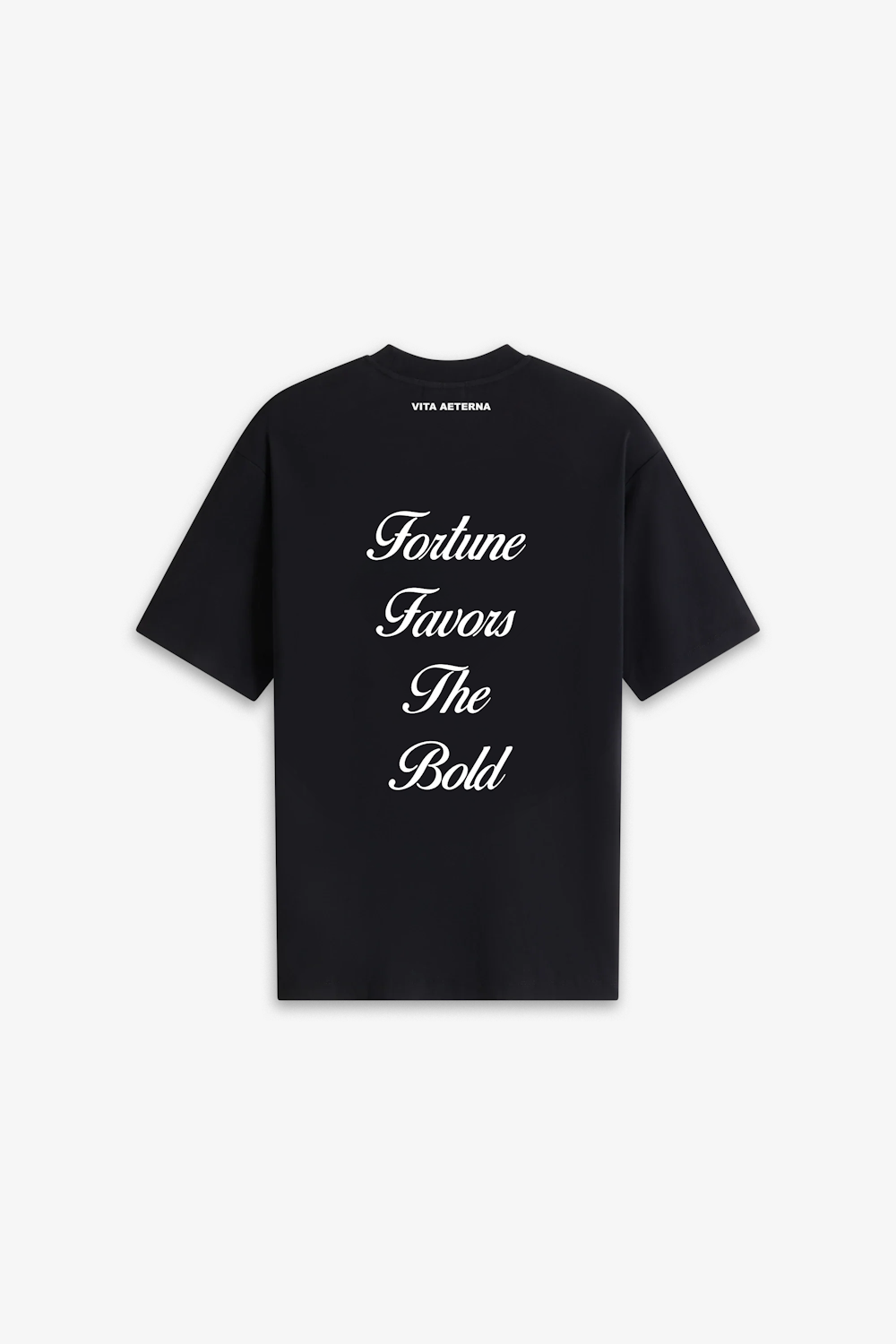 Black Vita Aeterna Fortune Favors The Bold T-shirt backside